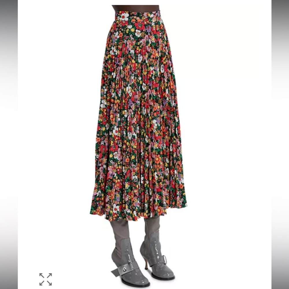 Christopher Kane Psych Floral Pleated Print Skirt Size 4 IT40 UK8